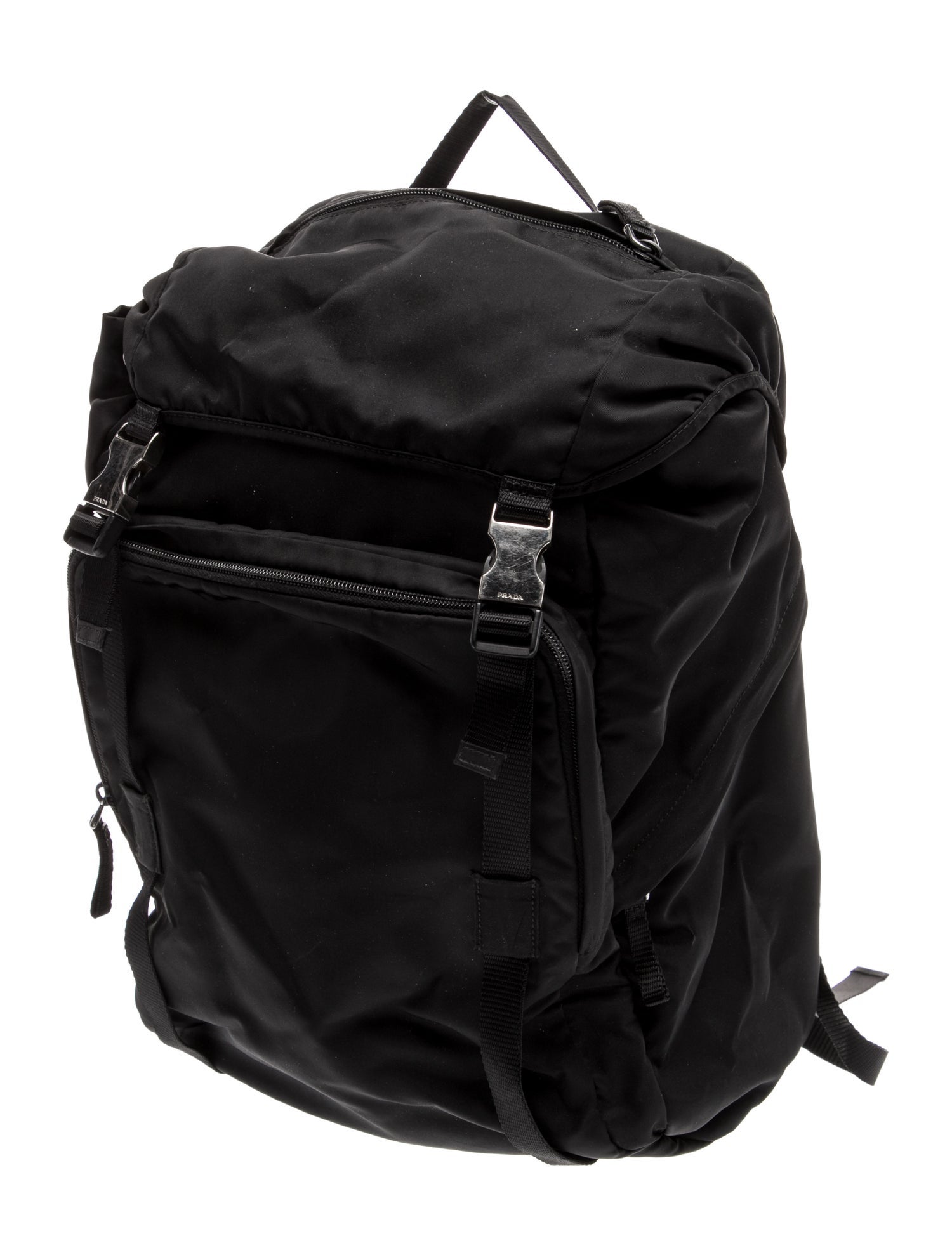 Prada Enameled Metal Triangle Backpack