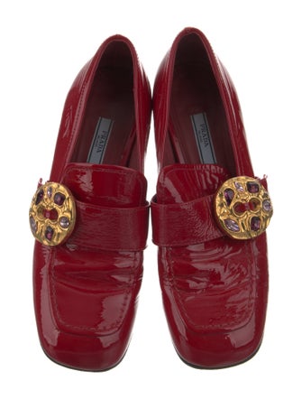 Prada Patent Leather Colorblock Pattern Pumps