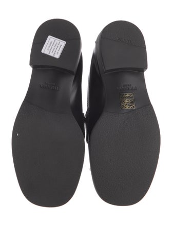 Prada Enameled Metal Triangle Leather Loafers