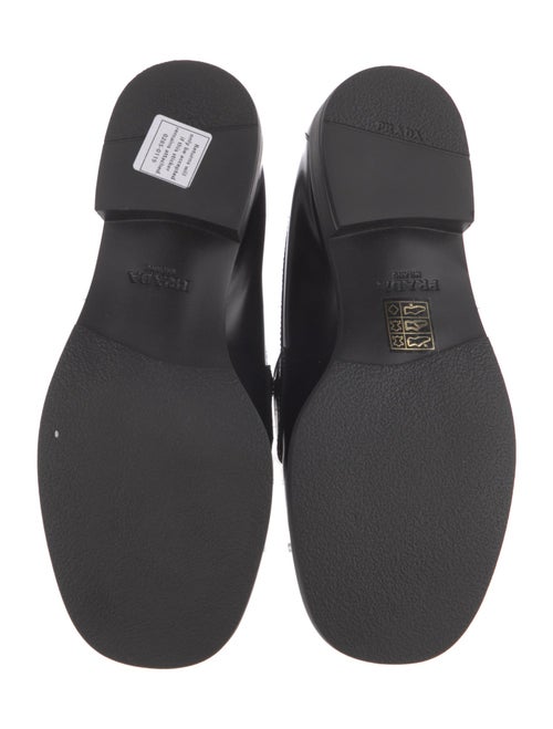 Prada Enameled Metal Triangle Leather Loafers