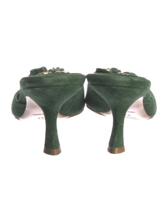 Prada Suede Tassel Accents Mules