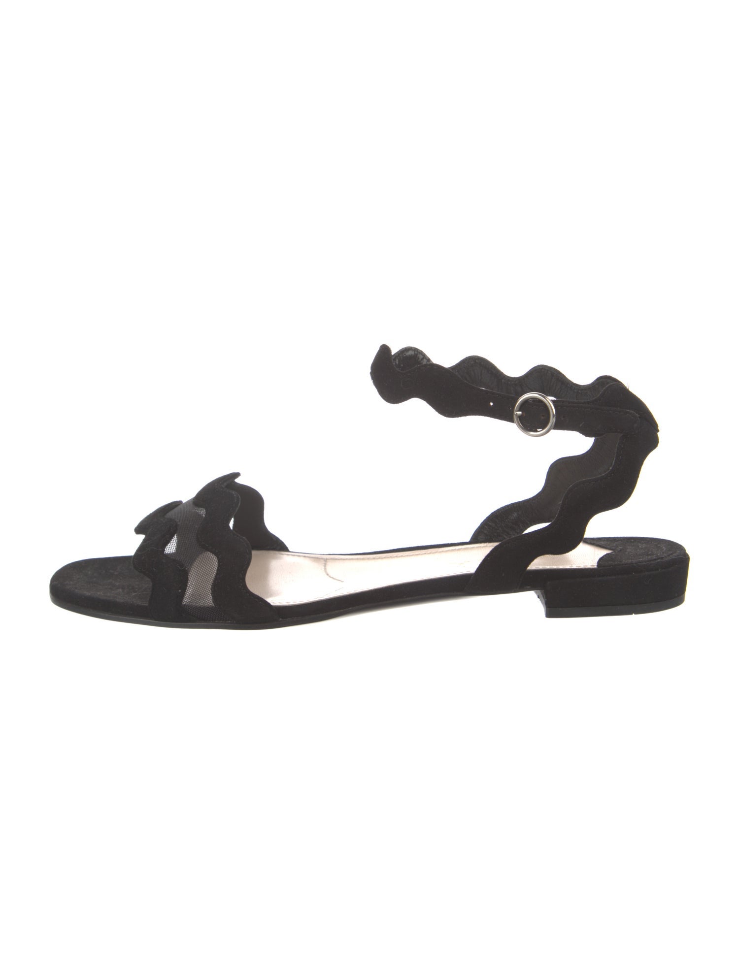 Prada Suede Scalloped Accent Sandals