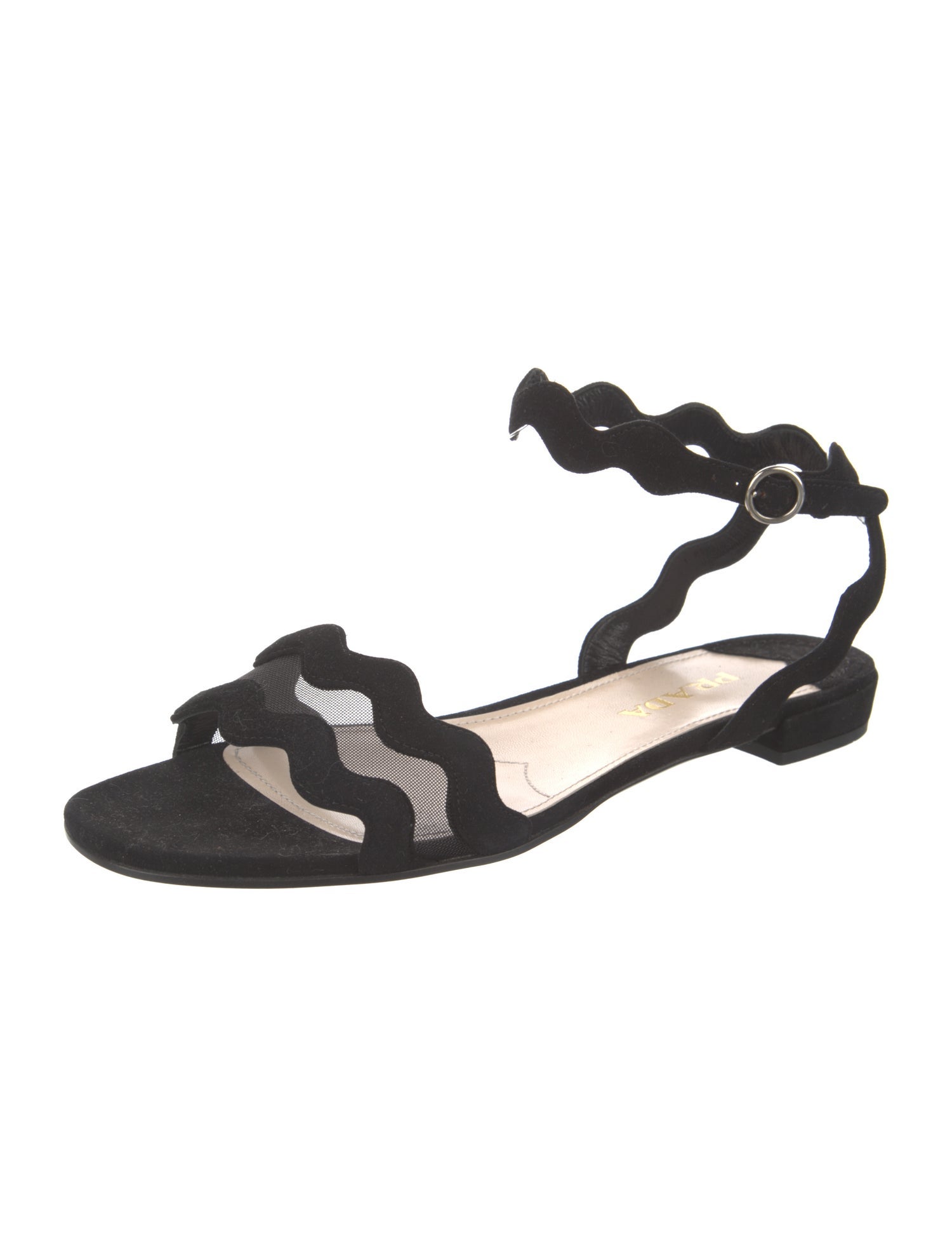 Prada Suede Scalloped Accent Sandals