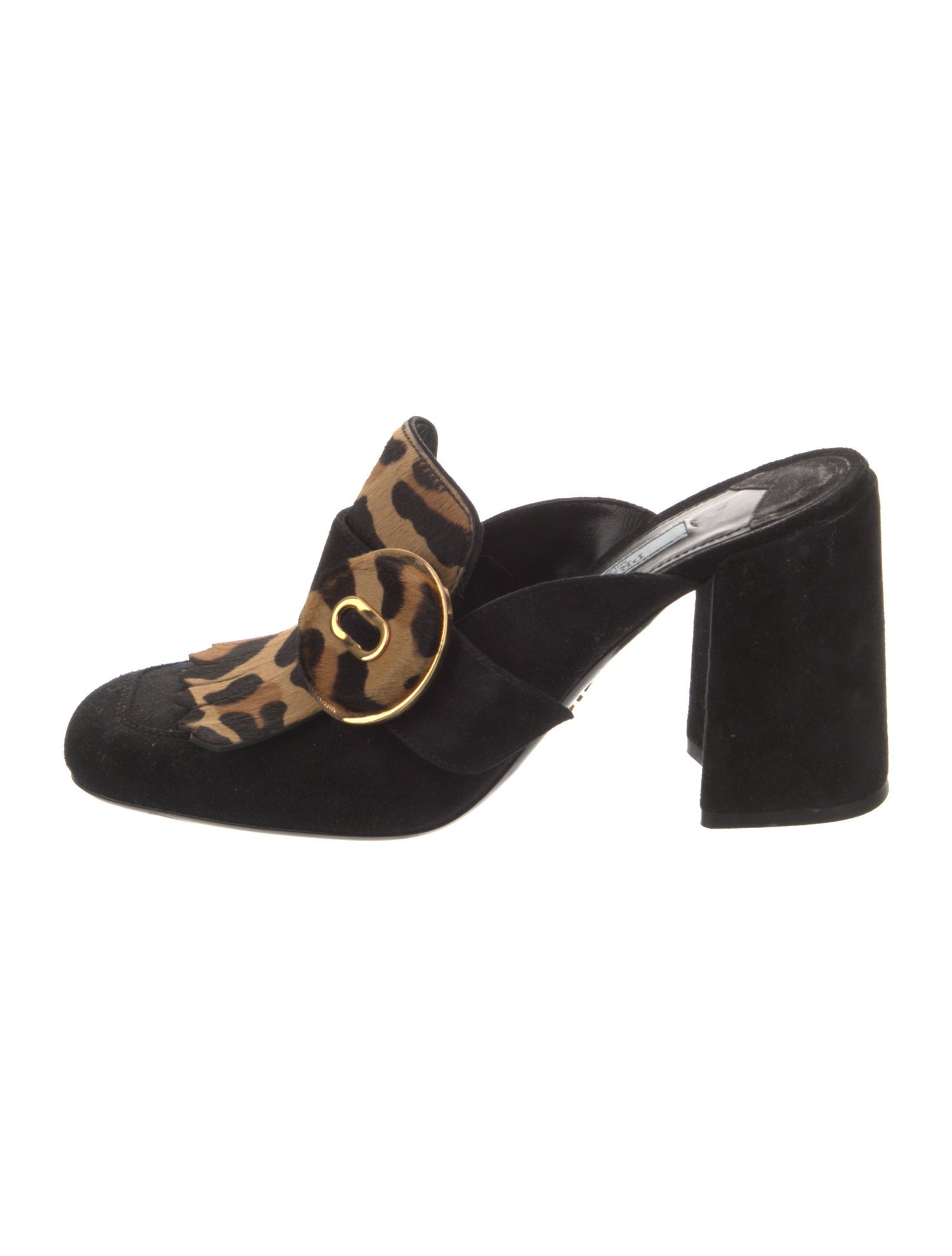 Prada Suede Animal Print Mules