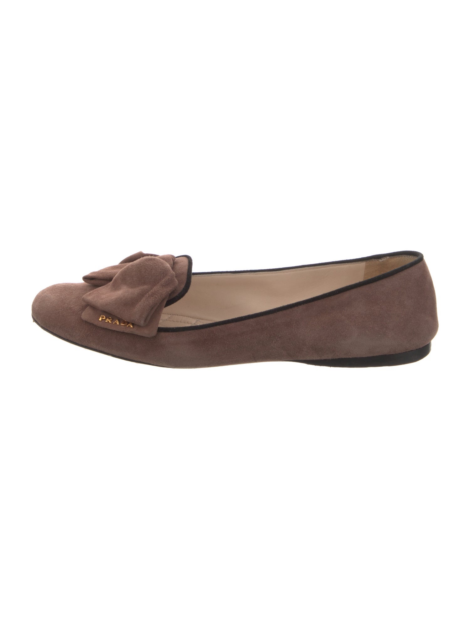 Prada Suede Bow Accents Ballet Flats