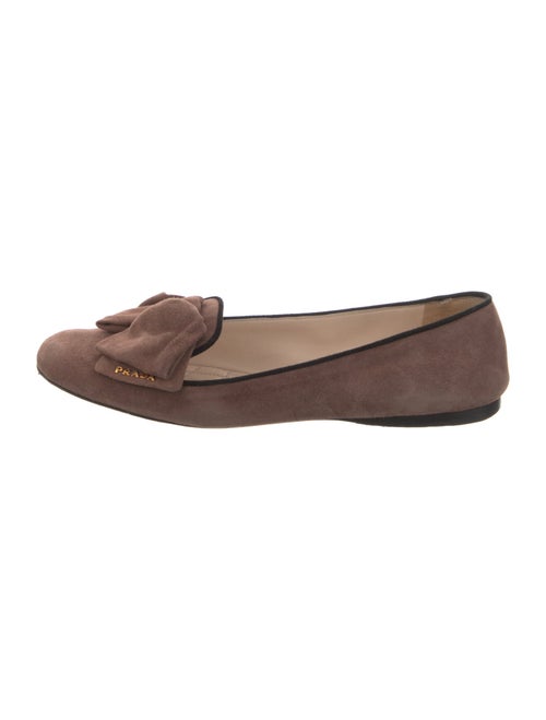 Prada Suede Bow Accents Ballet Flats