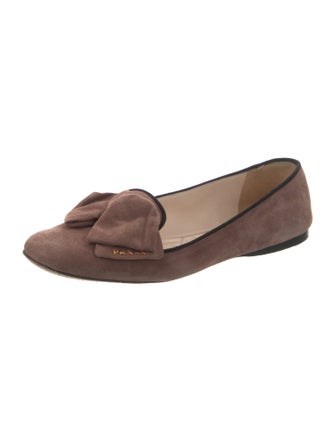 Prada Suede Bow Accents Ballet Flats