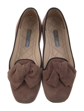 Prada Suede Bow Accents Ballet Flats