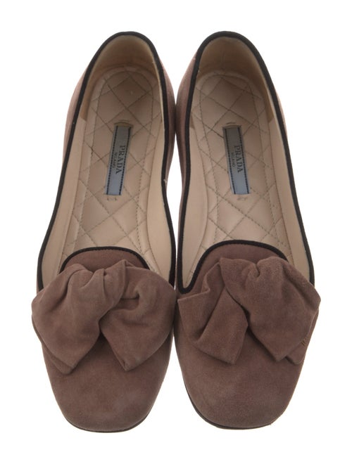 Prada Suede Bow Accents Ballet Flats