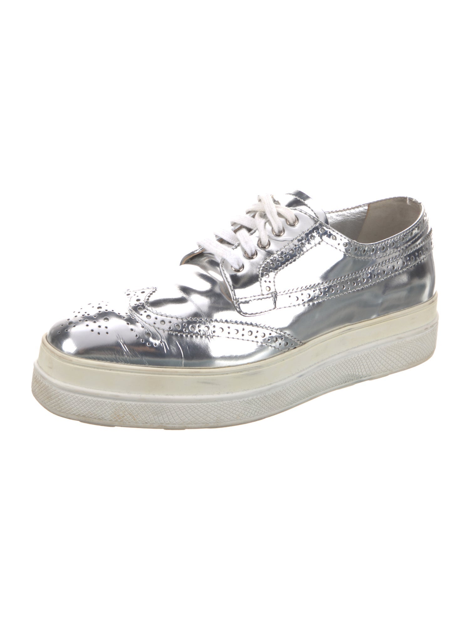 Prada Patent Leather Lasercut Accents Oxfords