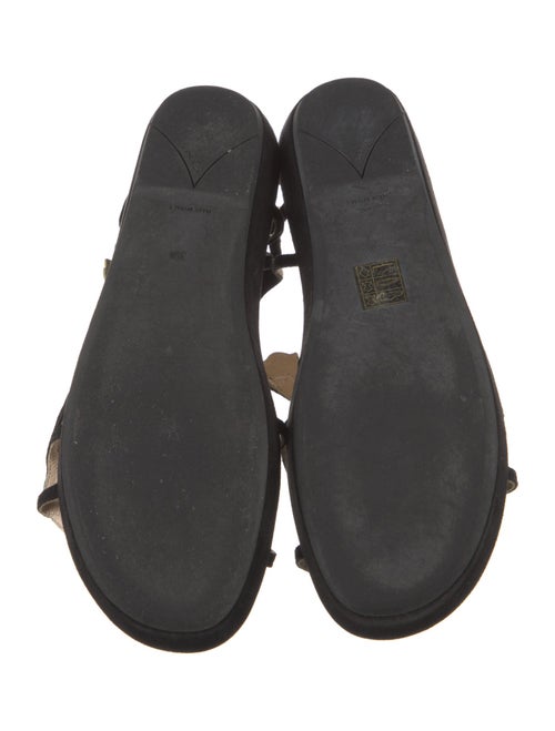 Prada Suede Leather Trim Embellishment T-Strap Sandals