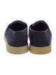 Prada Enameled Metal Triangle Suede Loafers