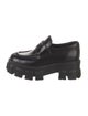 Prada Enameled Metal Triangle Leather Loafers