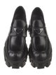 Prada Enameled Metal Triangle Leather Loafers