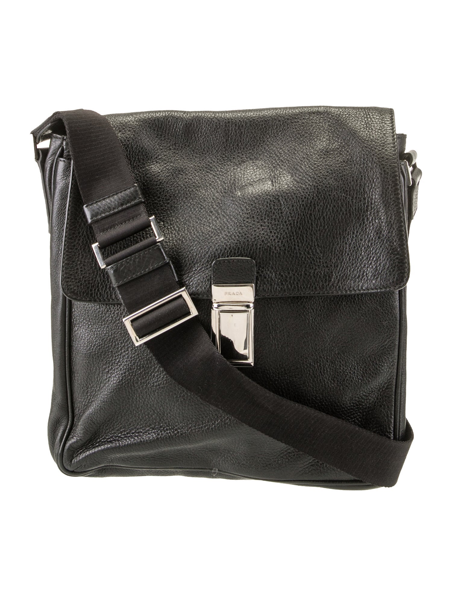 Prada Enameled Metal Triangle Messenger Bag