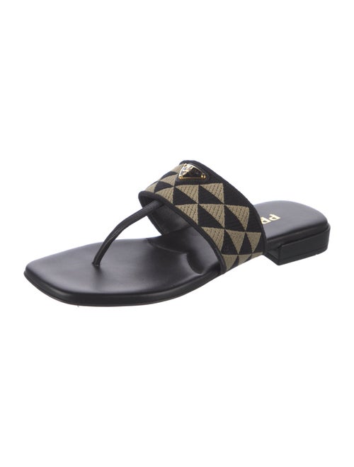 Prada Enameled Metal Triangle Printed Slides