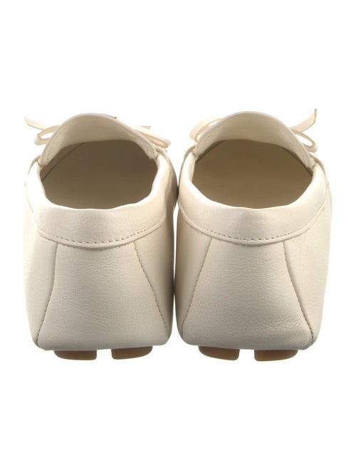 Prada Enameled Metal Triangle Leather Moccasins