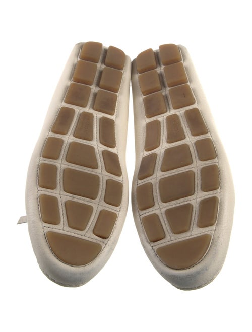 Prada Enameled Metal Triangle Leather Moccasins