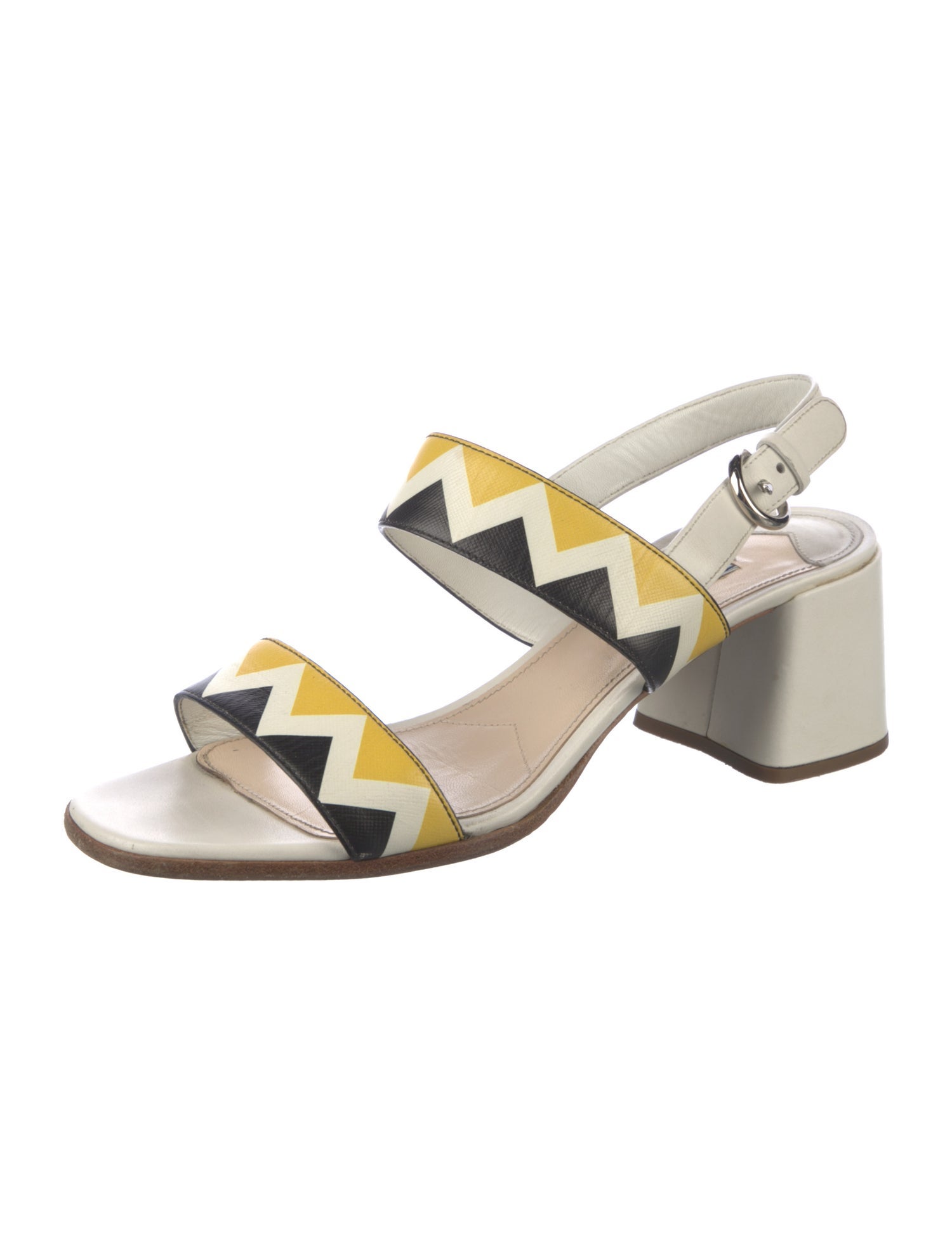 Prada Leather Printed Slingback Sandals