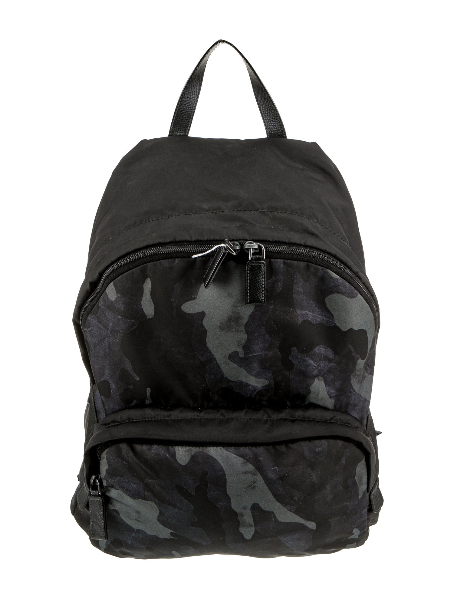 Prada Enameled Metal Triangle Backpack