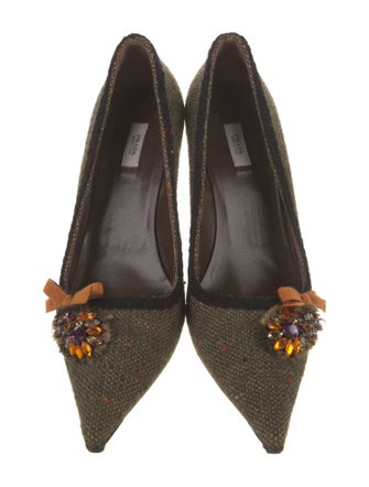 Prada Tweed Tweed Pattern Pumps