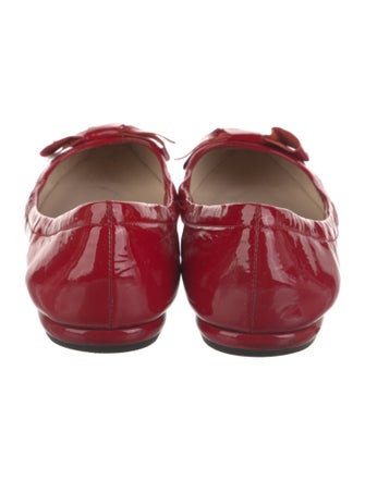 Prada Patent Leather Bow Accents Ballet Flats