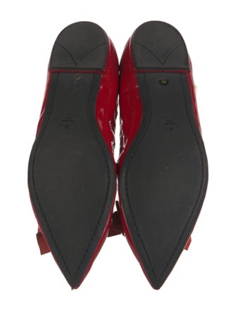 Prada Patent Leather Bow Accents Ballet Flats