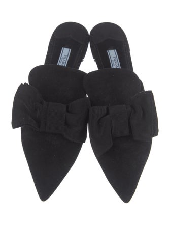 Prada Suede Bow Accents Mules