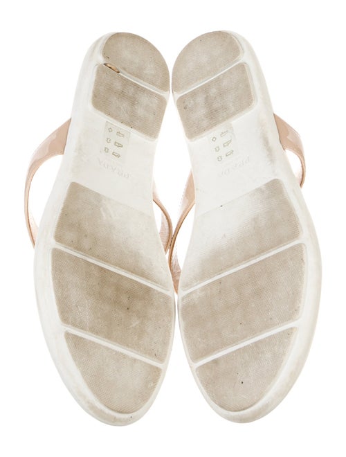 Prada Enameled Metal Triangle Patent Leather Slides