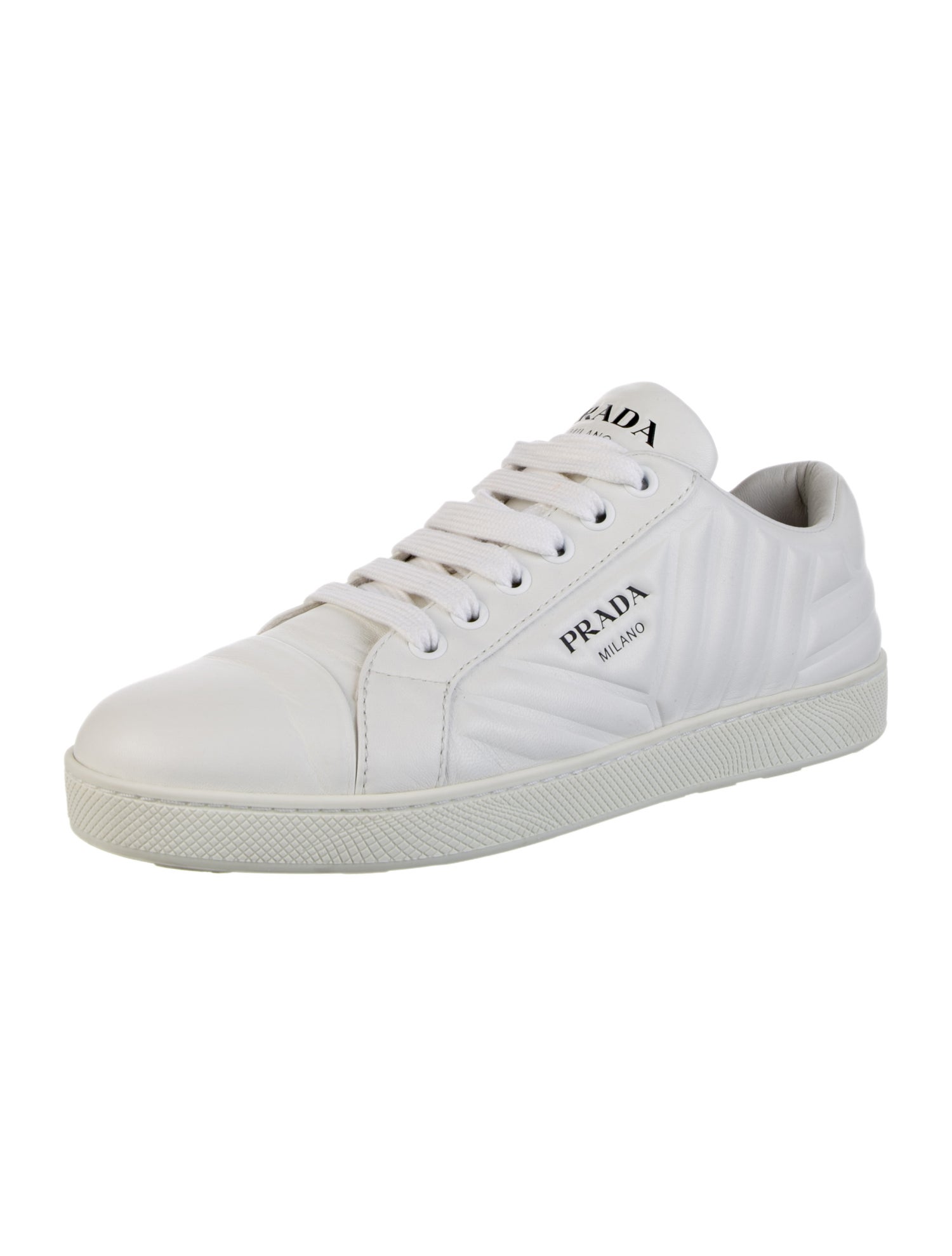 Prada Signature Logo Leather Sneakers