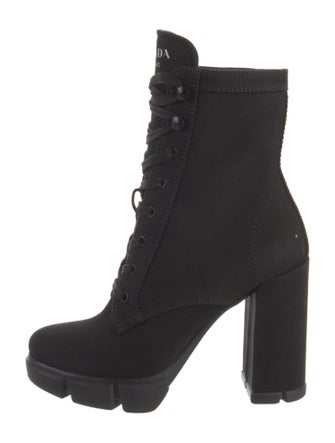 Prada Canvas Lace-Up Boots