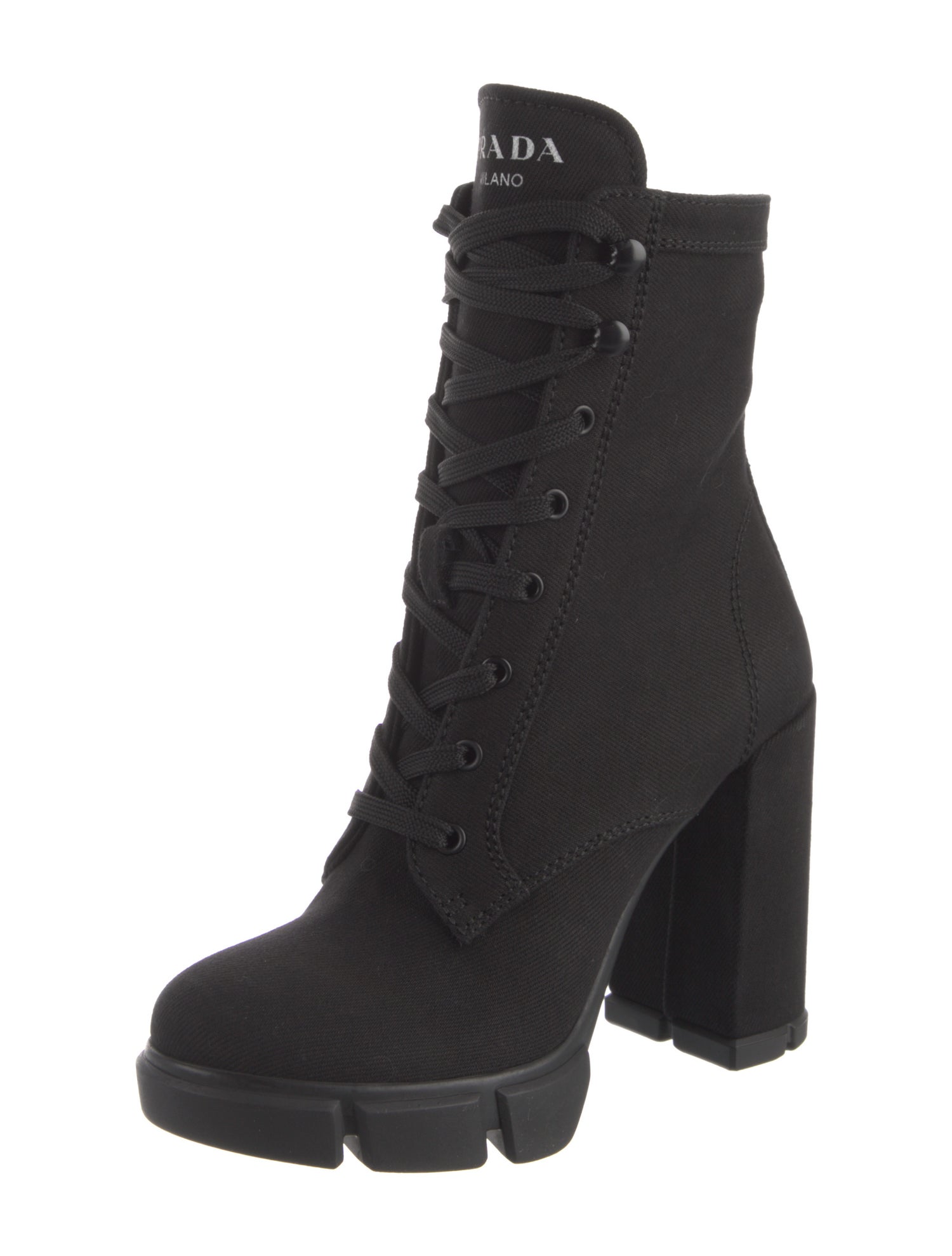 Prada Canvas Lace-Up Boots