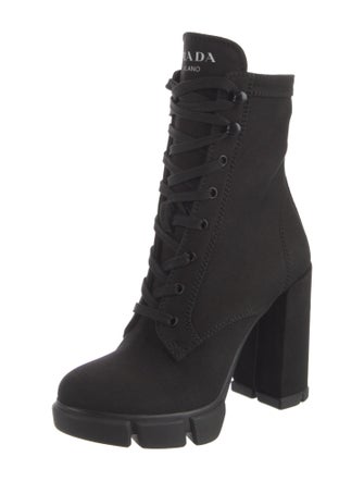 Prada Canvas Lace-Up Boots
