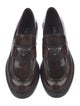 Prada Enameled Metal Triangle Patent Leather Loafers