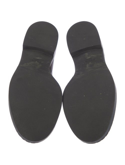 Prada Enameled Metal Triangle Patent Leather Loafers