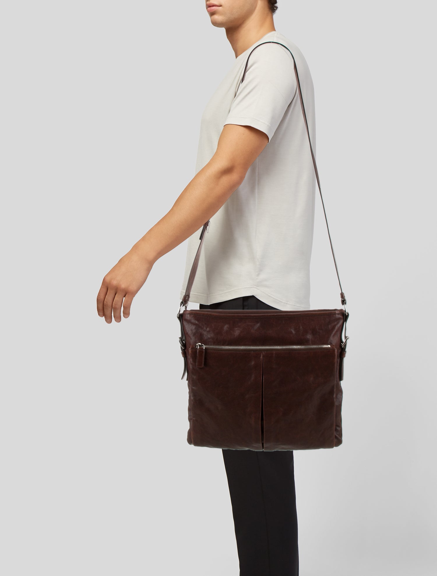 Prada Enameled Metal Triangle Messenger Bag