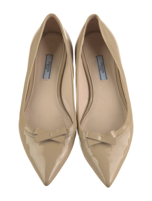 Prada Patent Leather Bow Accents Ballet Flats
