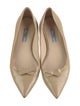 Prada Patent Leather Bow Accents Ballet Flats