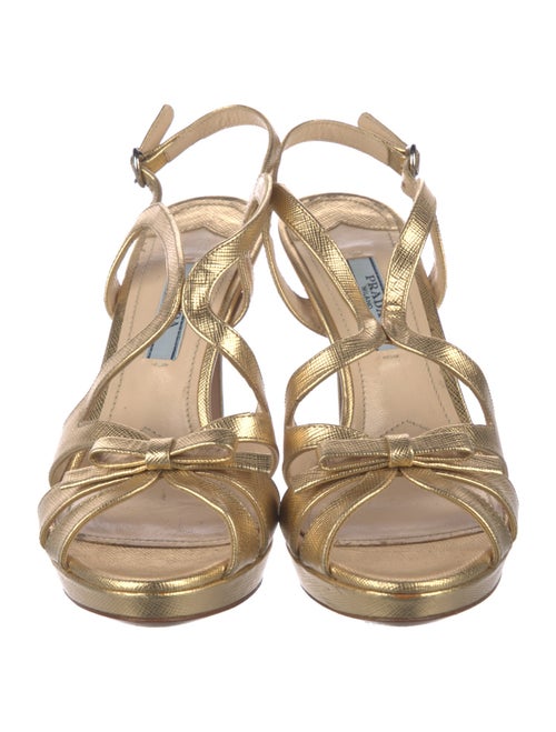 Prada Leather Bow Accents Slingback Sandals