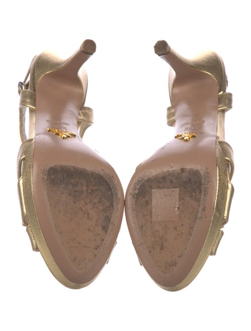 Prada Leather Bow Accents Slingback Sandals