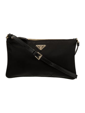 Prada Enameled Metal Triangle Re-Nylon Pouch