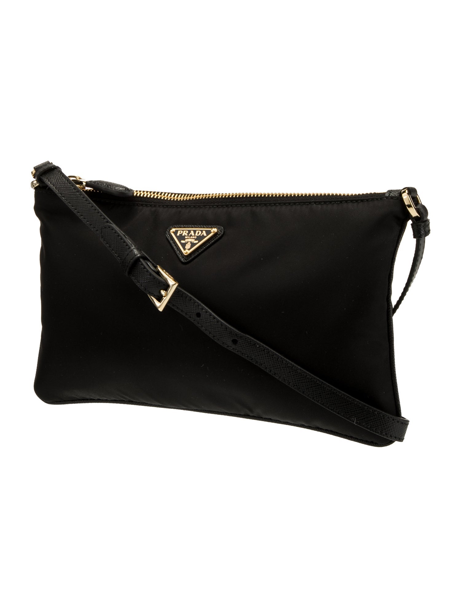 Prada Enameled Metal Triangle Re-Nylon Pouch