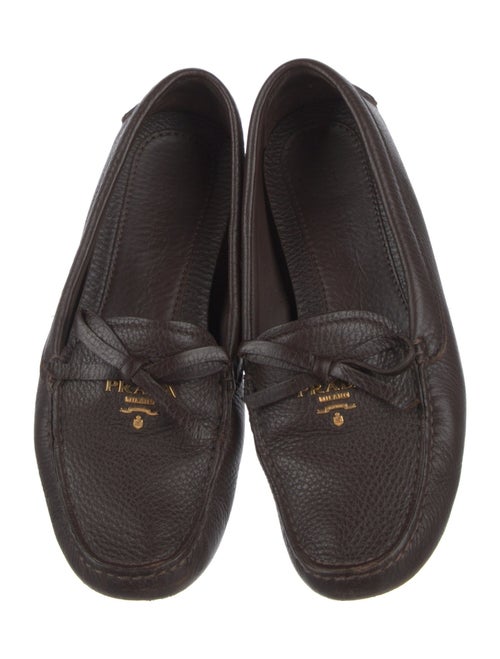 Prada Leather Bow Accents Loafers