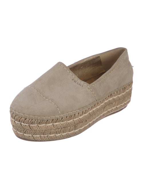 Prada Suede Whipstitch Trim Espadrilles