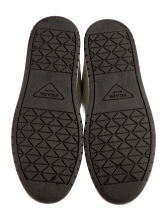 Prada Enameled Metal Triangle Leather Sneakers