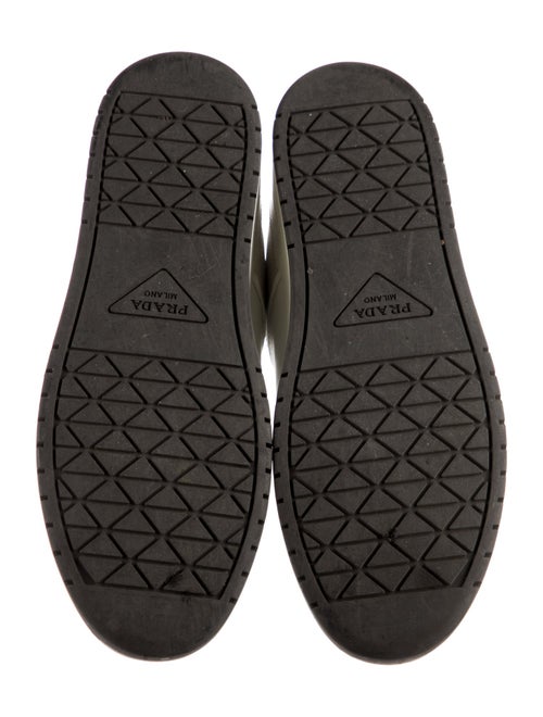 Prada Enameled Metal Triangle Leather Sneakers
