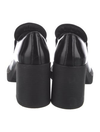 Prada Enameled Metal Triangle Patent Leather Pumps