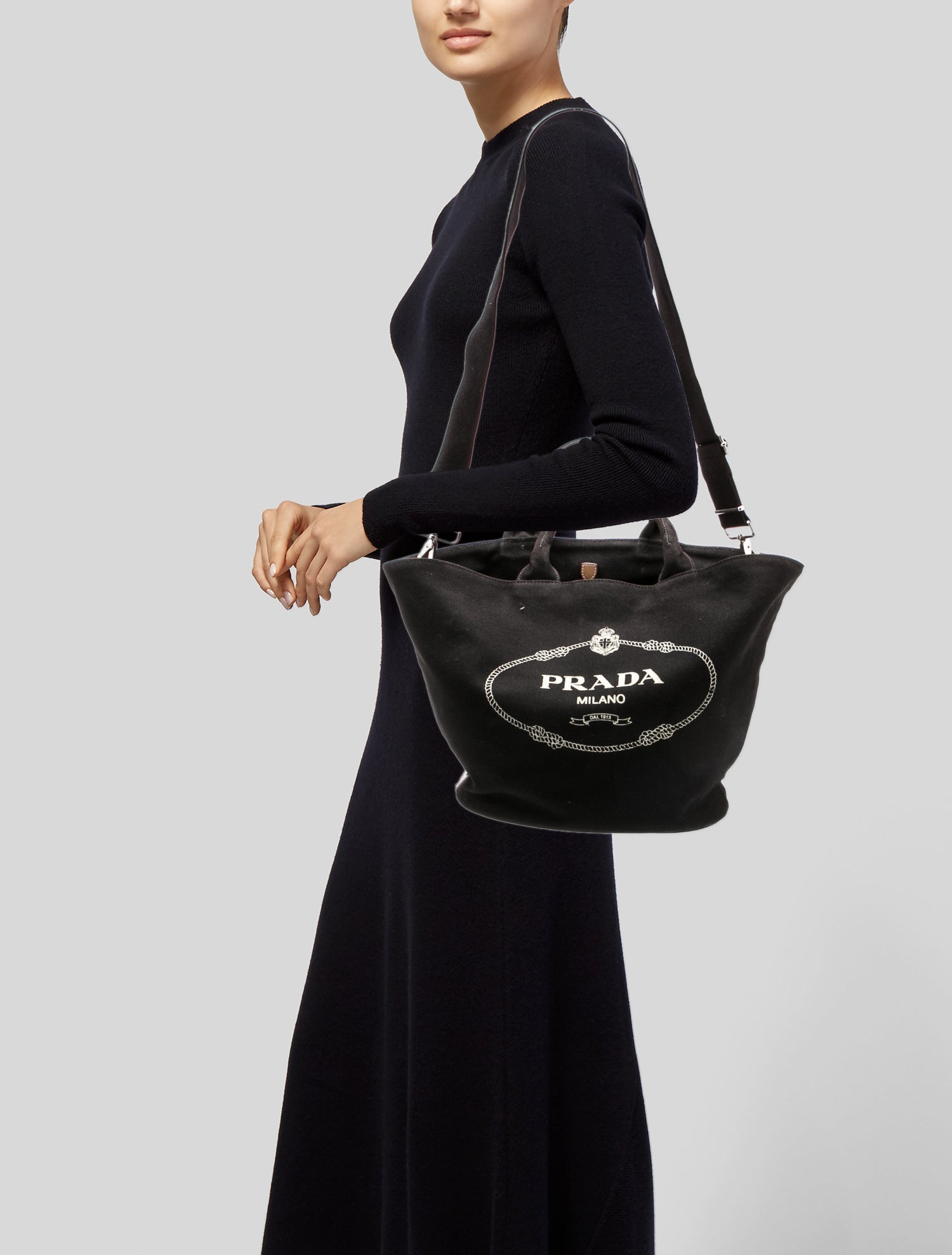 Prada Enameled Metal Triangle Top Handle Bag