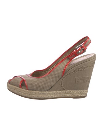 Prada Canvas Printed Slingback Pumps