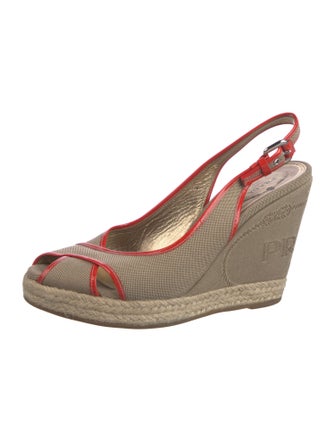 Prada Canvas Printed Slingback Pumps
